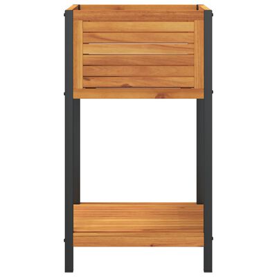 vidaXL Garden Planter with Shelf 45x45x80 cm Solid Wood Acacia and Steel