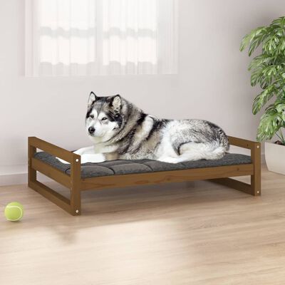 vidaXL Dog Bed Honey Brown 105.5x75.5x28 cm Solid Pine Wood