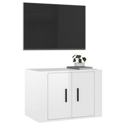 vidaXL Wall Mounted TV Cabinet High Gloss White 57x34.5x40 cm