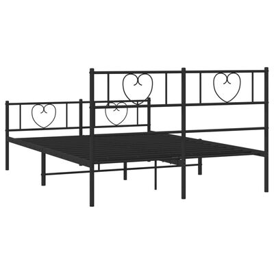 vidaXL Metal Bed Frame without Mattress with Footboard Black 150x200 cm King Size