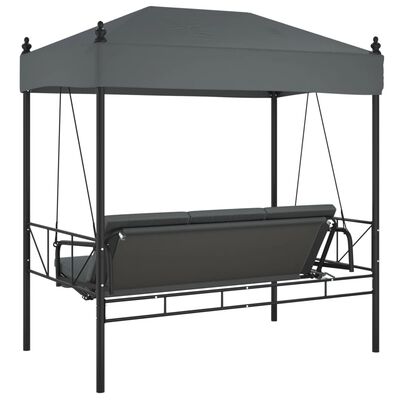 vidaXL Garden Swing Bench with Canopy Dark Grey Steel