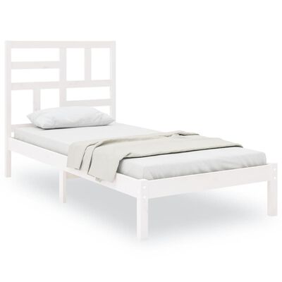 vidaXL Bed Frame without Mattress White Solid Wood 90x190 cm Single