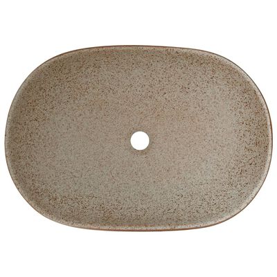 vidaXL Countertop Basin Sand and Brown Oval 59x40x14 cm Ceramic