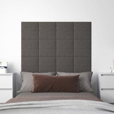 vidaXL Wall Panels 12 pcs Dark Grey 30x30 cm Fabric 1.08 m²