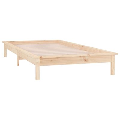 vidaXL LED Bed Frame without Mattress 90x190 cm Single Solid Wood