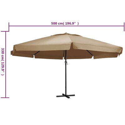 vidaXL Garden Parasol with Aluminium Pole 600 cm Taupe