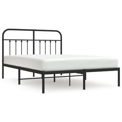 vidaXL Metal Bed Frame without Mattress with Headboard Black 150x200 cm King Size