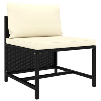 vidaXL 7 Piece Garden Lounge Set with Cushions Poly Rattan Black