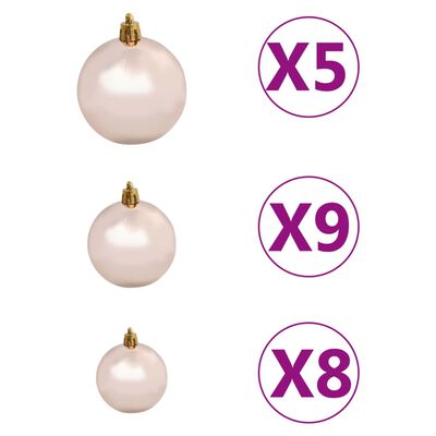 vidaXL Artificial Hinged Christmas Tree 150 LEDs & Ball Set 150 cm