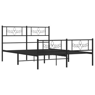 vidaXL Metal Bed Frame without Mattress with Footboard Black 150x200 cm King Size