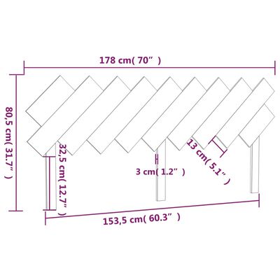 vidaXL Bed Headboard 178x3x80.5 cm Solid Wood Pine