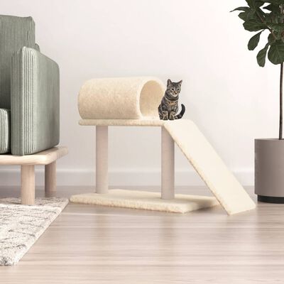 vidaXL Cat Scratching Posts with Tunnel and Ladder Cream 55.5 cm