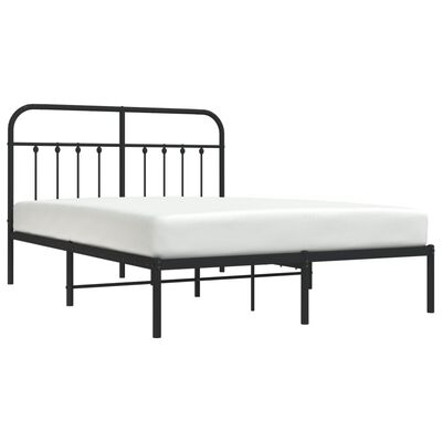 vidaXL Metal Bed Frame without Mattress with Headboard Black 150x200 cm King Size