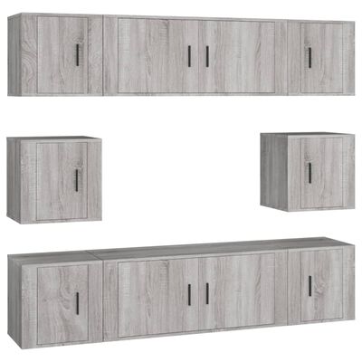 vidaXL 8 Piece TV Cabinet Set Grey Sonoma Engineered Wood