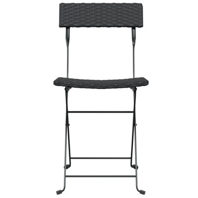 vidaXL Folding Bistro Chairs 4 pcs Black Poly Rattan and Steel