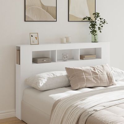 vidaXL LED Headboard White 160x18.5x103.5 cm Engineered Wood