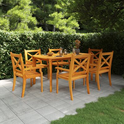 vidaXL 7 Piece Garden Dining Set Solid Wood Acacia