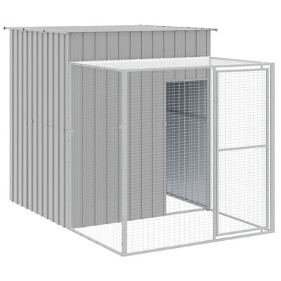 vidaXL Chicken Cage with Run Light Grey 165x659x181 cm Galvanised Steel