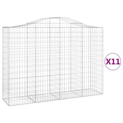 vidaXL Arched Gabion Baskets 11 pcs 200x50x140/160 cm Galvanised Iron