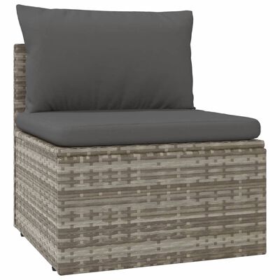 vidaXL 6 Piece Garden Lounge Set with Cushions Grey Poly Rattan