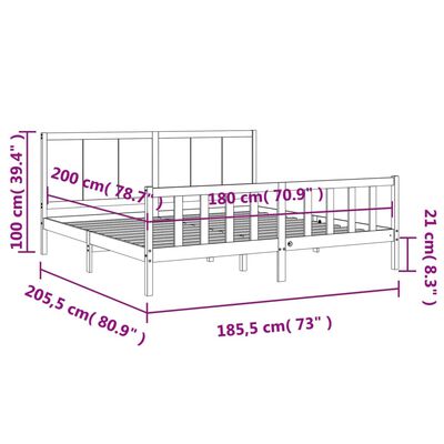 vidaXL Bed Frame without Mattress Super King Size Solid Wood Pine