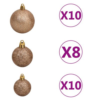 vidaXL Artificial Hinged Christmas Tree 300 LEDs & Ball Set 210 cm