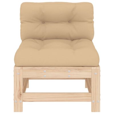 vidaXL Middle Sofa with Cushions Solid Wood Pine