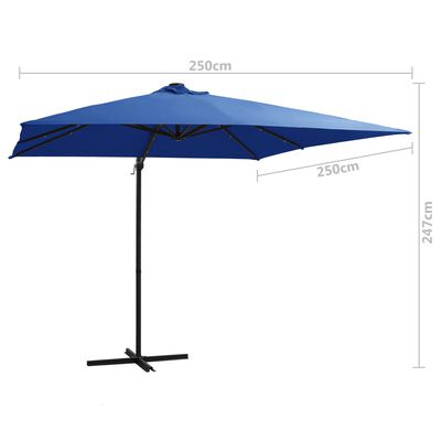 vidaXL Cantilever Garden Parasol with LED lights and Steel Pole 250x250 cm Azure Blue