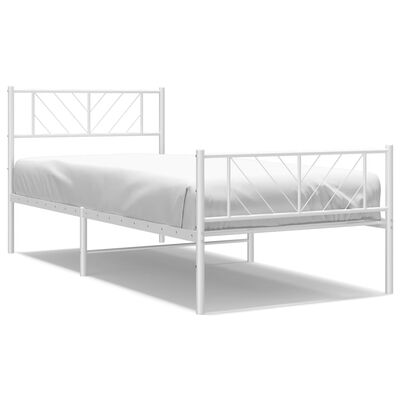 vidaXL Metal Bed Frame without Mattress with Footboard White 107x203 cm