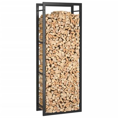 vidaXL Firewood Rack Matt Black 50x28x132 cm Steel