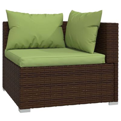 vidaXL 12 Piece Garden Lounge Set with Cushions Poly Rattan Brown