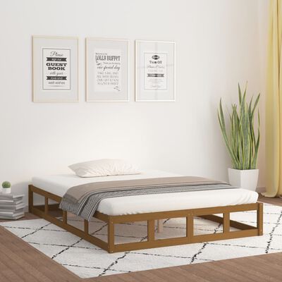 vidaXL Bed Frame without Mattress Honey Brown 135x190 cm Double Solid Wood