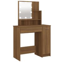 vidaXL Dressing Table with LED Brown Oak 86.5x35x136 cm