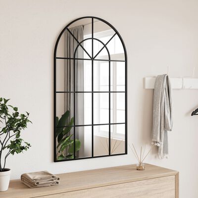 vidaXL Wall Mirror Black 60x100 cm Arch Iron