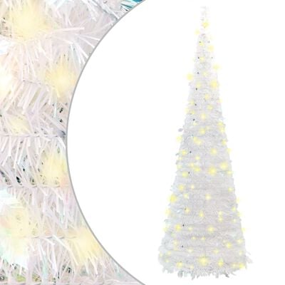 vidaXL Artificial Christmas Tree Pop-up 100 LEDs White 150 cm