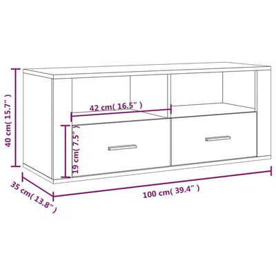 vidaXL TV Cabinet Grey Sonoma 100x35x40 cm Engineered Wood