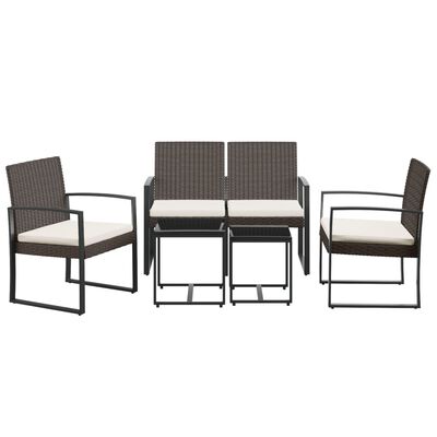 vidaXL 5 piece Garden Dining Set with Cushions Brown PP Rattan