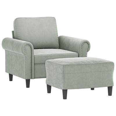 vidaXL Sofa Chair with Footstool Light Grey 60 cm Velvet