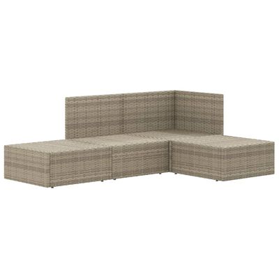 vidaXL 4 Piece Garden Lounge Set with Cushions Grey Poly Rattan