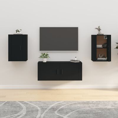 vidaXL Wall Mounted TV Cabinets 2 pcs Black 40x34.5x60 cm