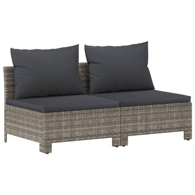 vidaXL 8 Piece Garden Lounge Set with Cushions Grey Poly Rattan