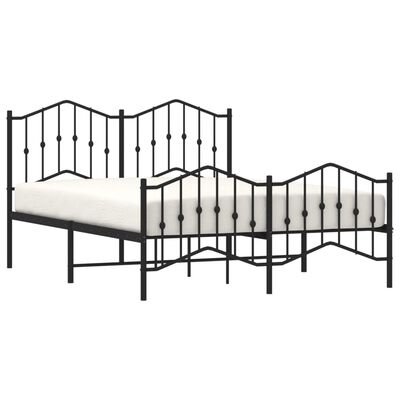 vidaXL Metal Bed Frame without Mattress with Footboard Black 150x200 cm King Size