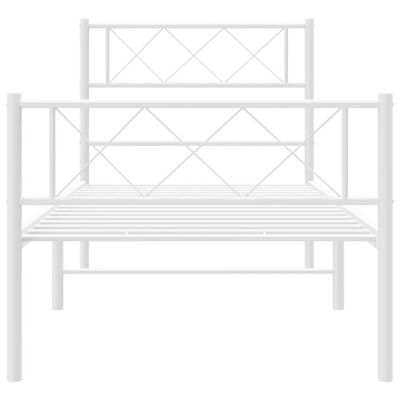 vidaXL Metal Bed Frame without Mattress with Footboard White 90x190 cm Single