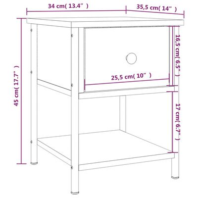 vidaXL Bedside Table Smoked Oak 34x35.5x45 cm Engineered Wood