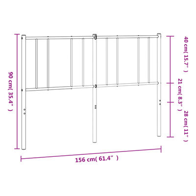 vidaXL Metal Headboard White 150 cm