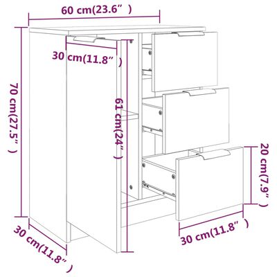 vidaXL Sideboards 2 pcs Concrete Grey 60x30x70 cm Engineered Wood