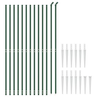 vidaXL Chain Link Fence with Spike Anchors Green 1.4x25 m