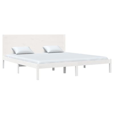 vidaXL Bed Frame White Solid Wood 180x200 cm Super King Size