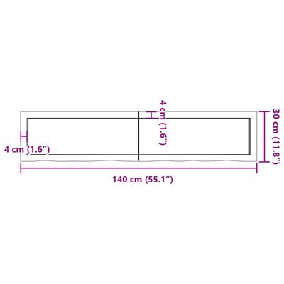 vidaXL Wall Shelf Dark Brown 140x30x(2-4) cm Treated Solid Wood Oak