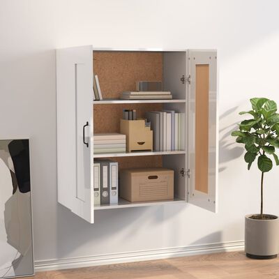 vidaXL Hanging Wall Cabinet High Gloss White 69.5x32.5x90 cm